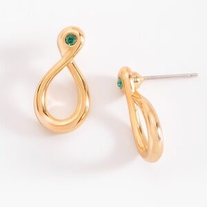 Gold plated earrings with emerald infinity design